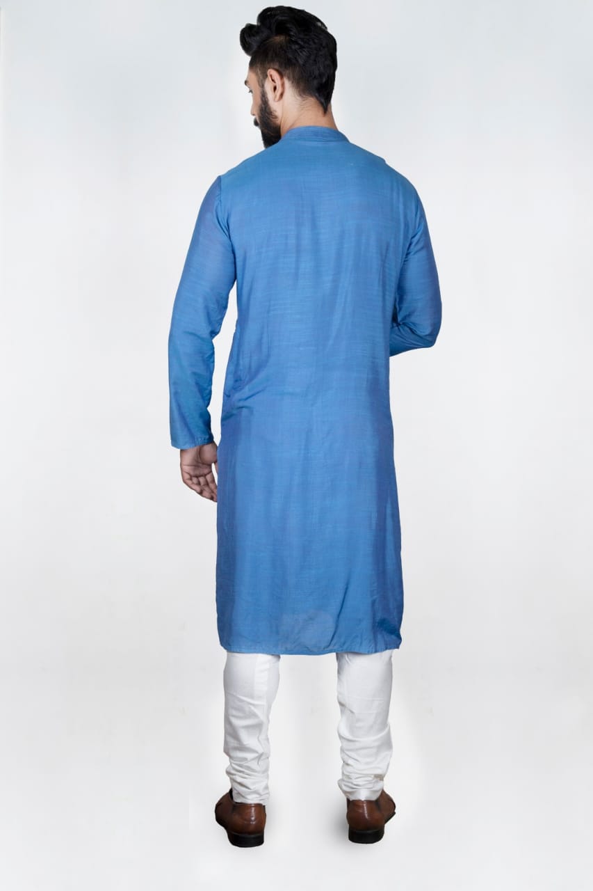 Blue Heavy Box Cord Embroidery Kurta Set