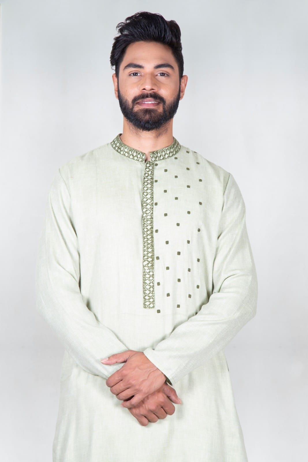 Light Green Hand Embroidered Kurta Set