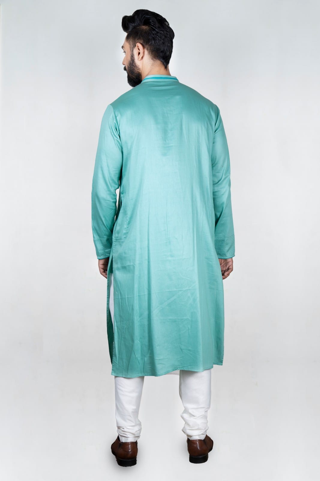 Deep Aqua Blue Knot Hand Embroidered Kurta Set
