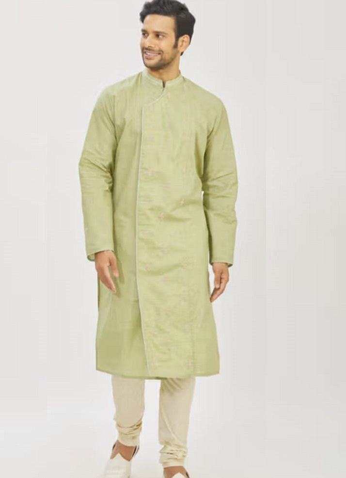 Pista Green Bird Embroidery Kurta Set
