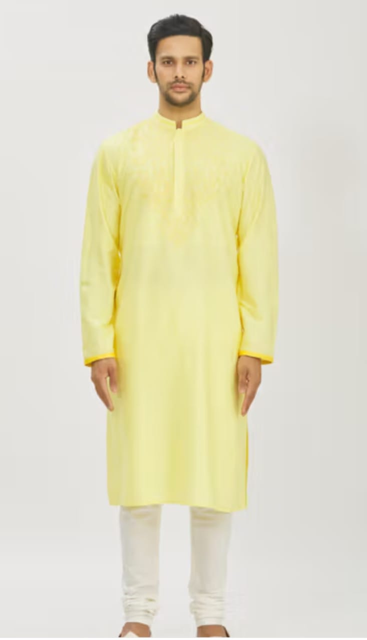 Yellow Yoke Embroidery Kurta Set