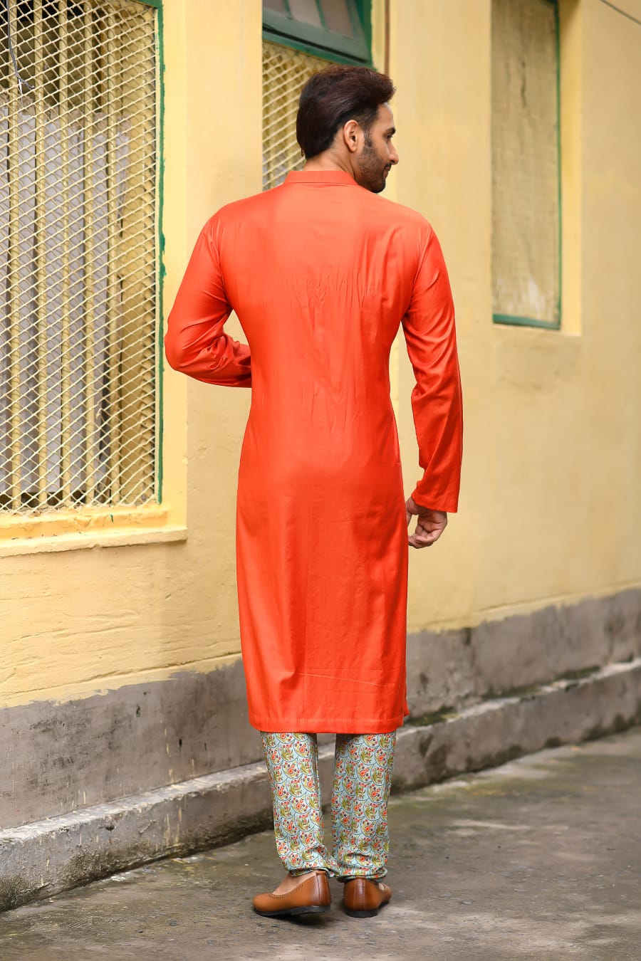 Rust Knot Hand Embroidered On The Yoke Kurta Set