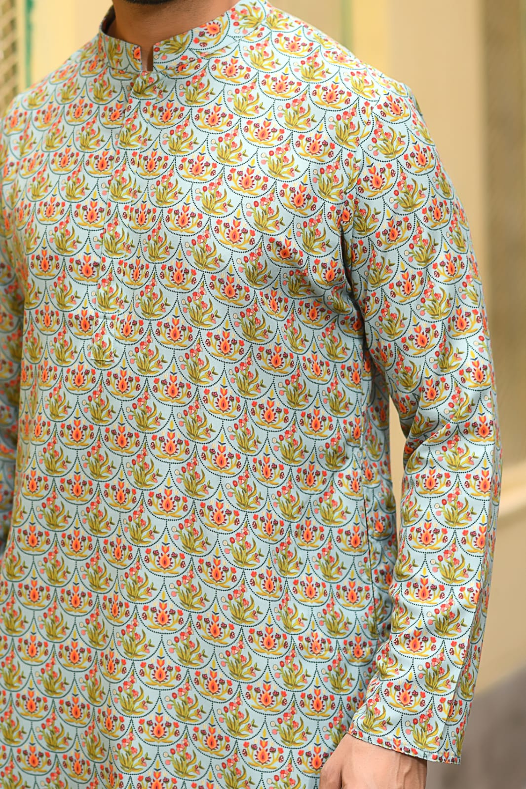 Green Printed Kurta With Pant Set
