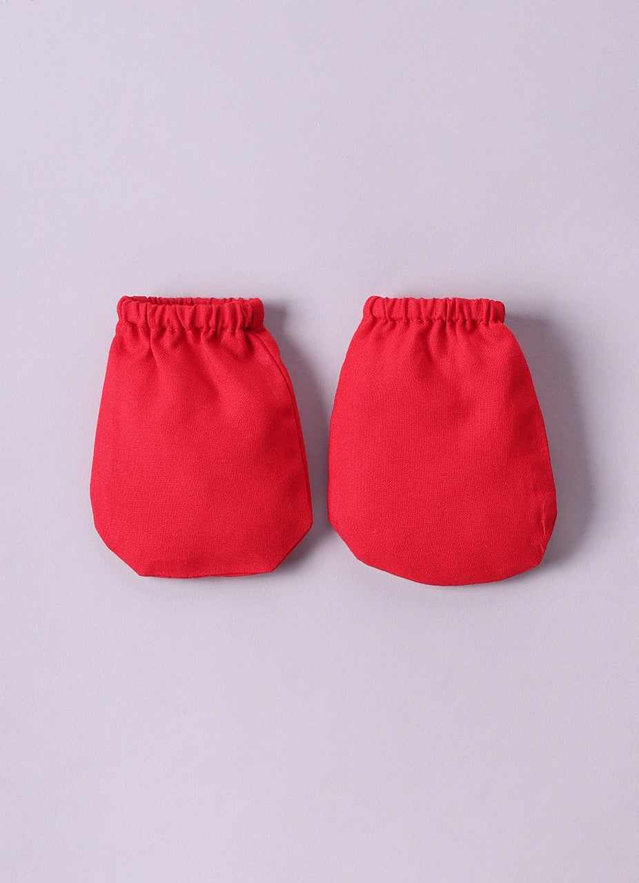 Jamana Boy Red With Space Embroidery Front Open Top With Dhoti Set