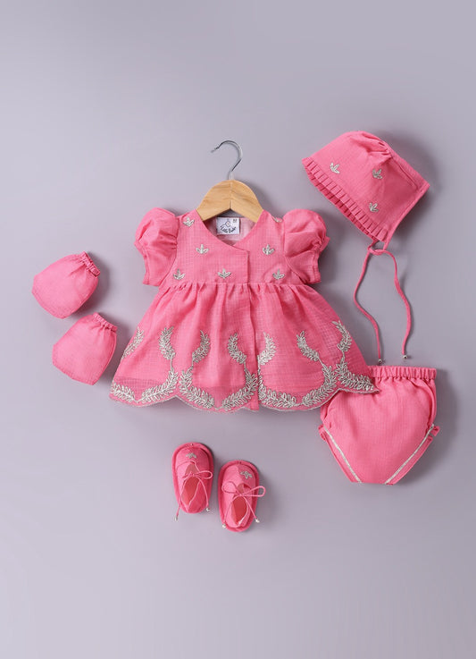 Jamana Girl Pink With Heavy Gota Hand Embroidery On Top With Pant Set