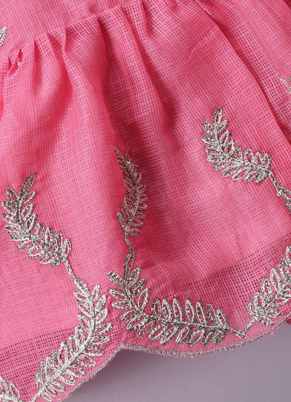 Jamana Girl Pink With Heavy Gota Hand Embroidery On Top With Pant Set