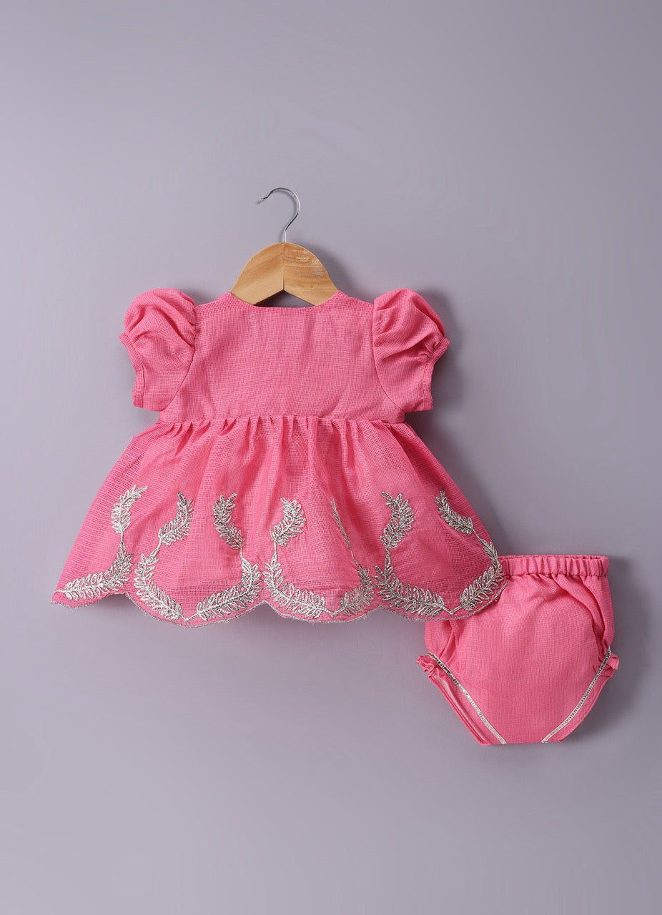 Jamana Girl Pink With Heavy Gota Hand Embroidery On Top With Pant Set