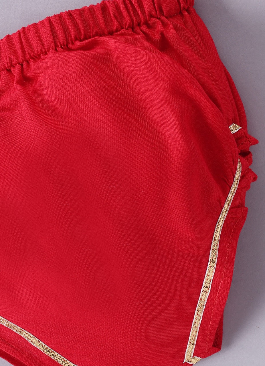 Jamana Girl Red With Carnival Embroidery With Pant Set