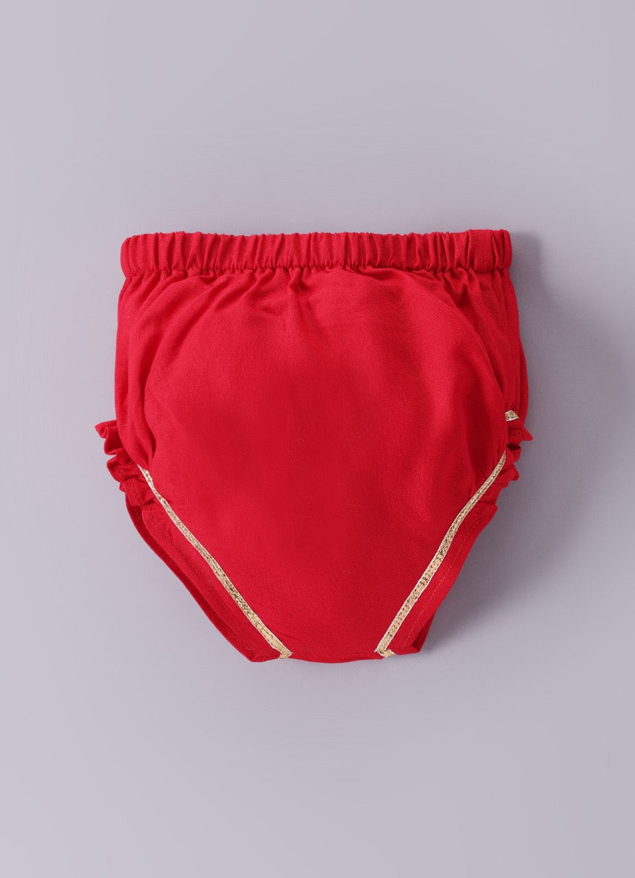 Jamana Girl Red With Carnival Embroidery With Pant Set