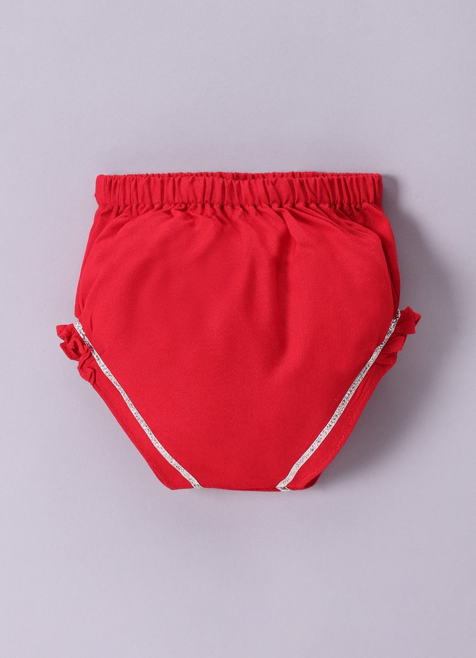 Jamana Girl Red With Flower Gota Hand Embroidery With Pant Set