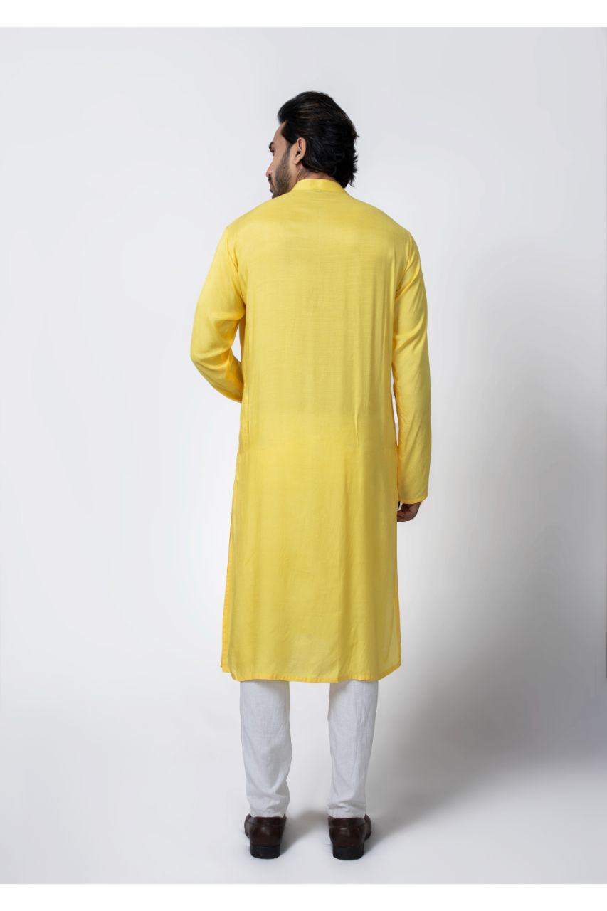 Yellow Layer Stylish Kurta Pajama Set