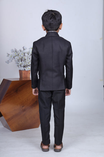 Black Tuxedo With Stylish Panel/ Shirt Pant With Bowtie Set