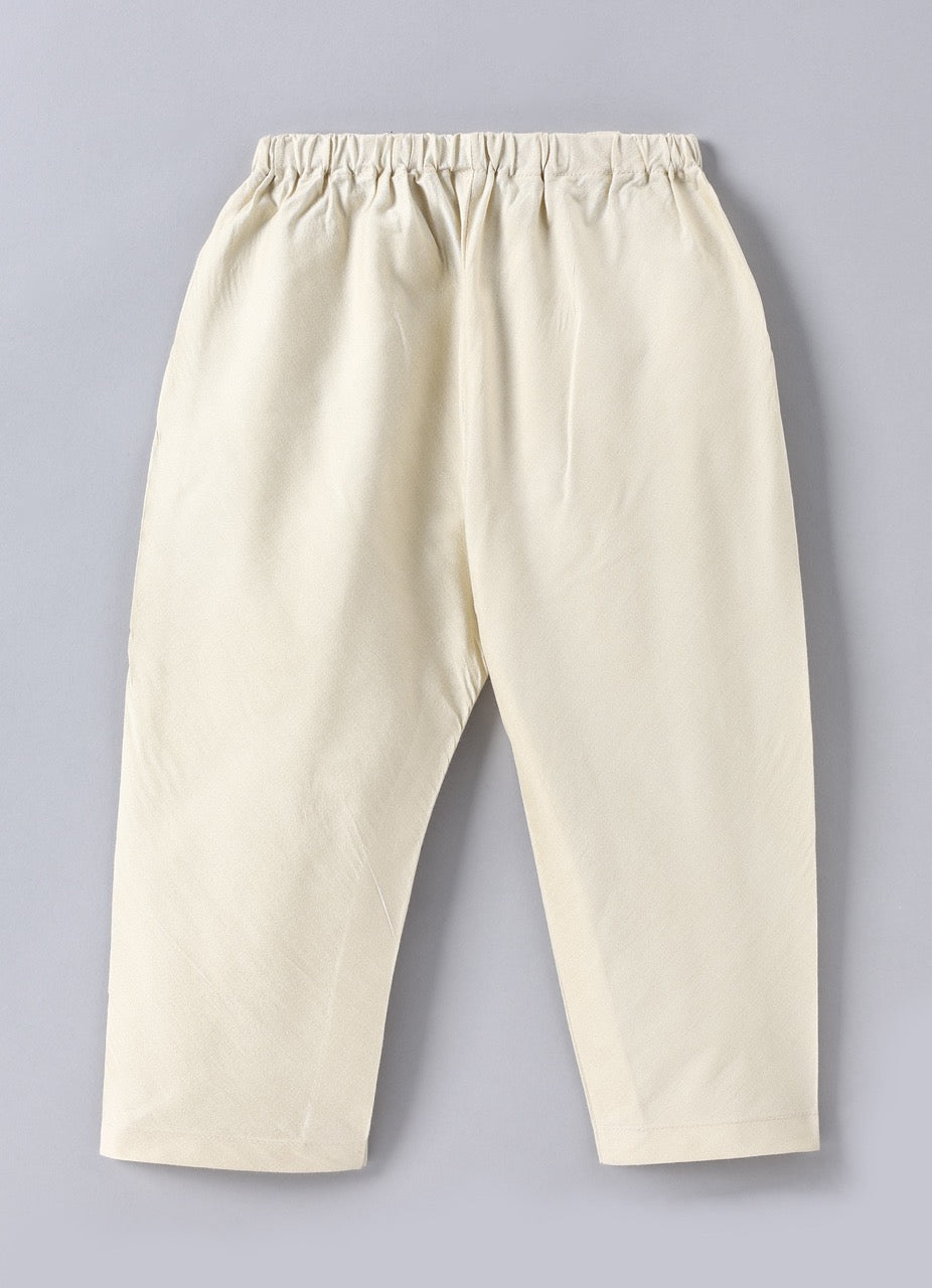 Beidge Heavy Appliqu Embroidered Attached Open Jacket And KurtaWith Pajama Set