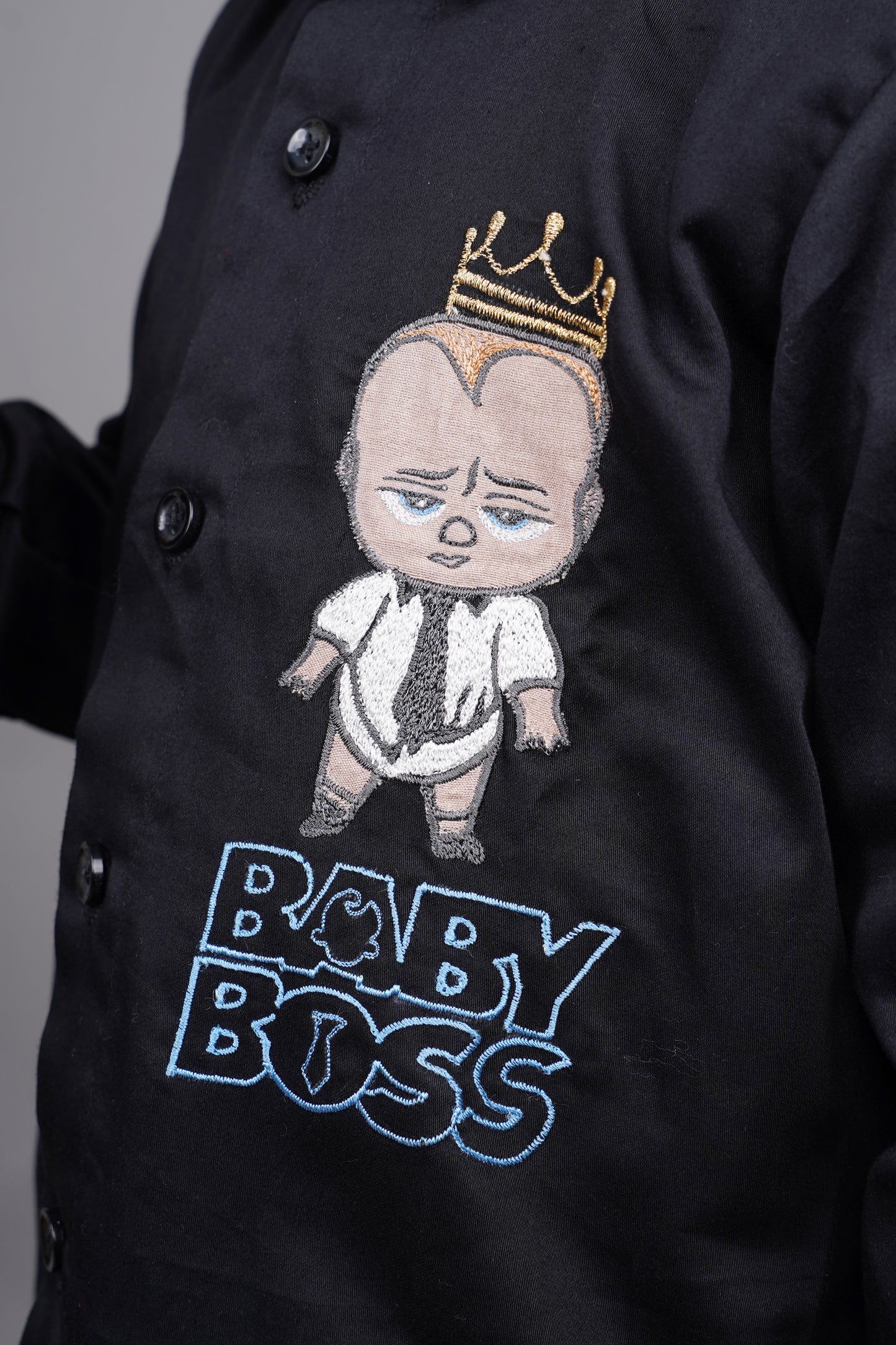 Black Boss Baby Embrodery Full Shirt