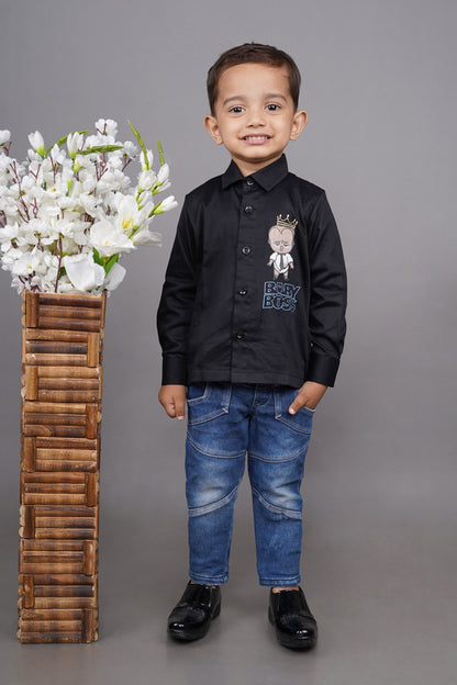 Black Boss Baby Embrodery Full Shirt