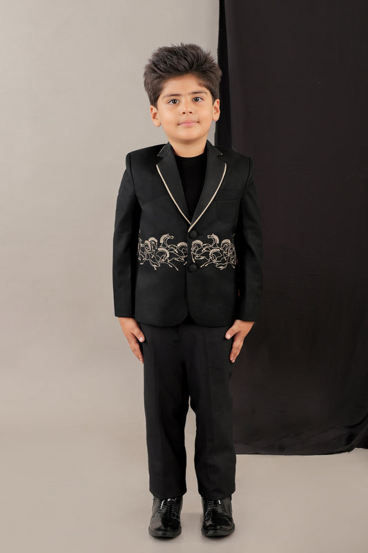 Black Horse Embroidery Blazer With Pant Set