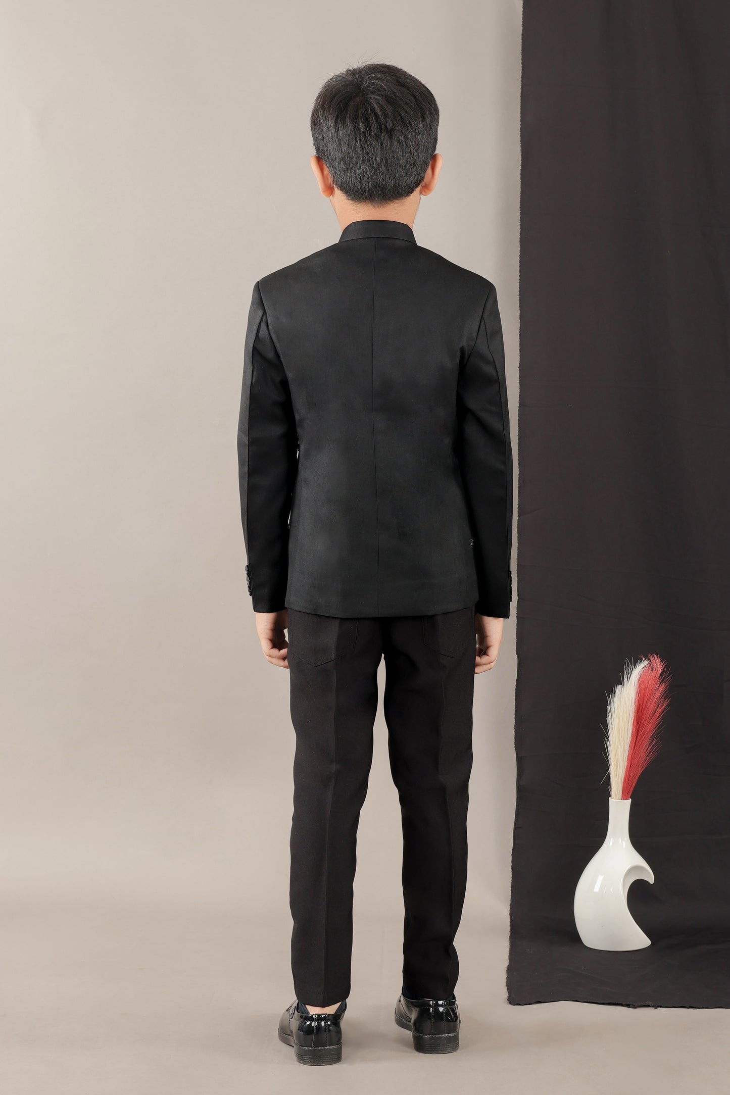 Black Stones Hand Embroidery Prince Coat With Pant Set