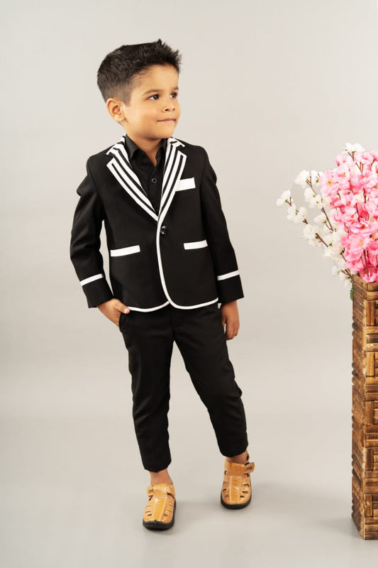 Black Tuxedo With Stylish Stripe With Pant
