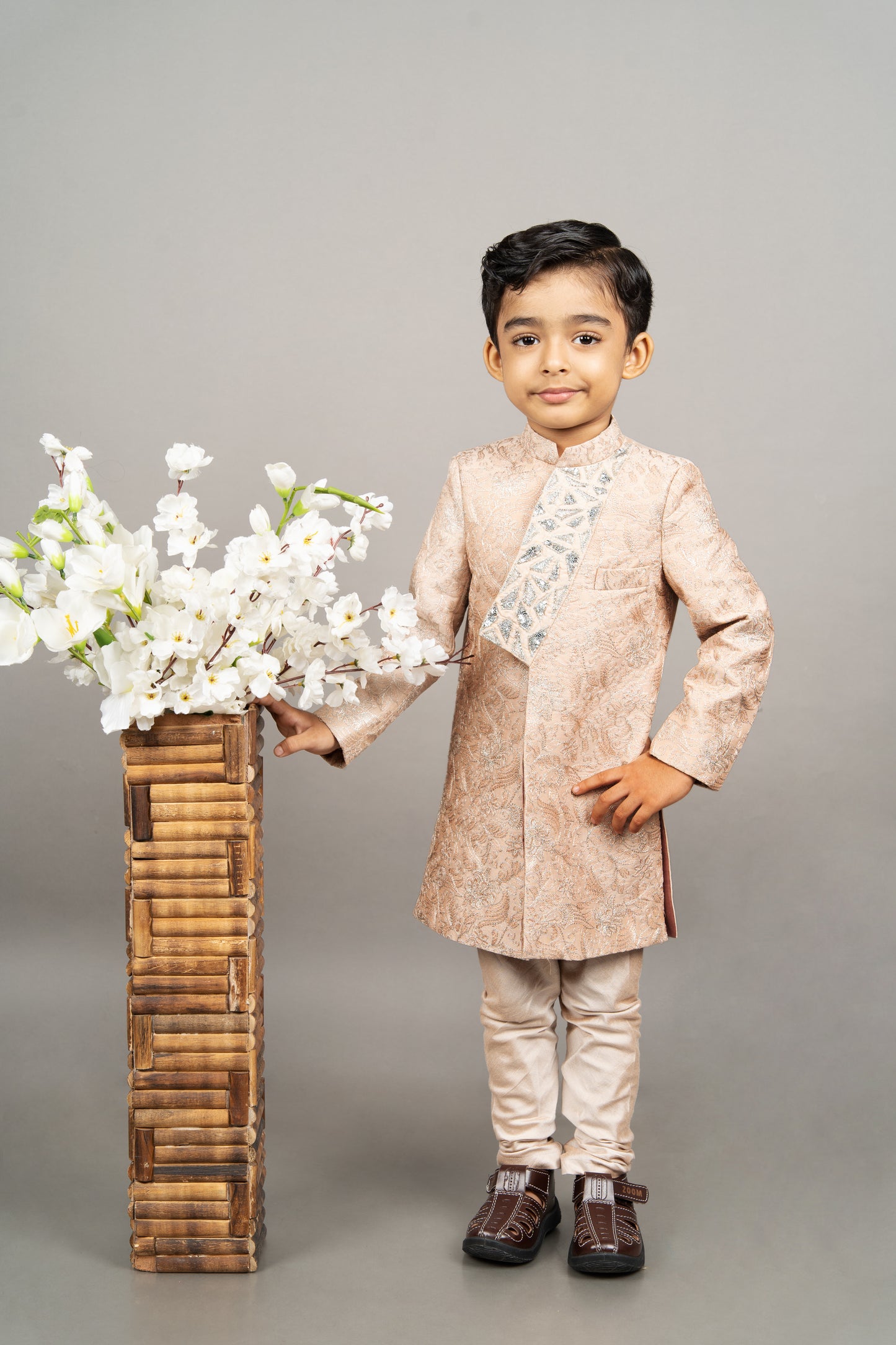 Beidge Embroidered Stylish Sherwani Set