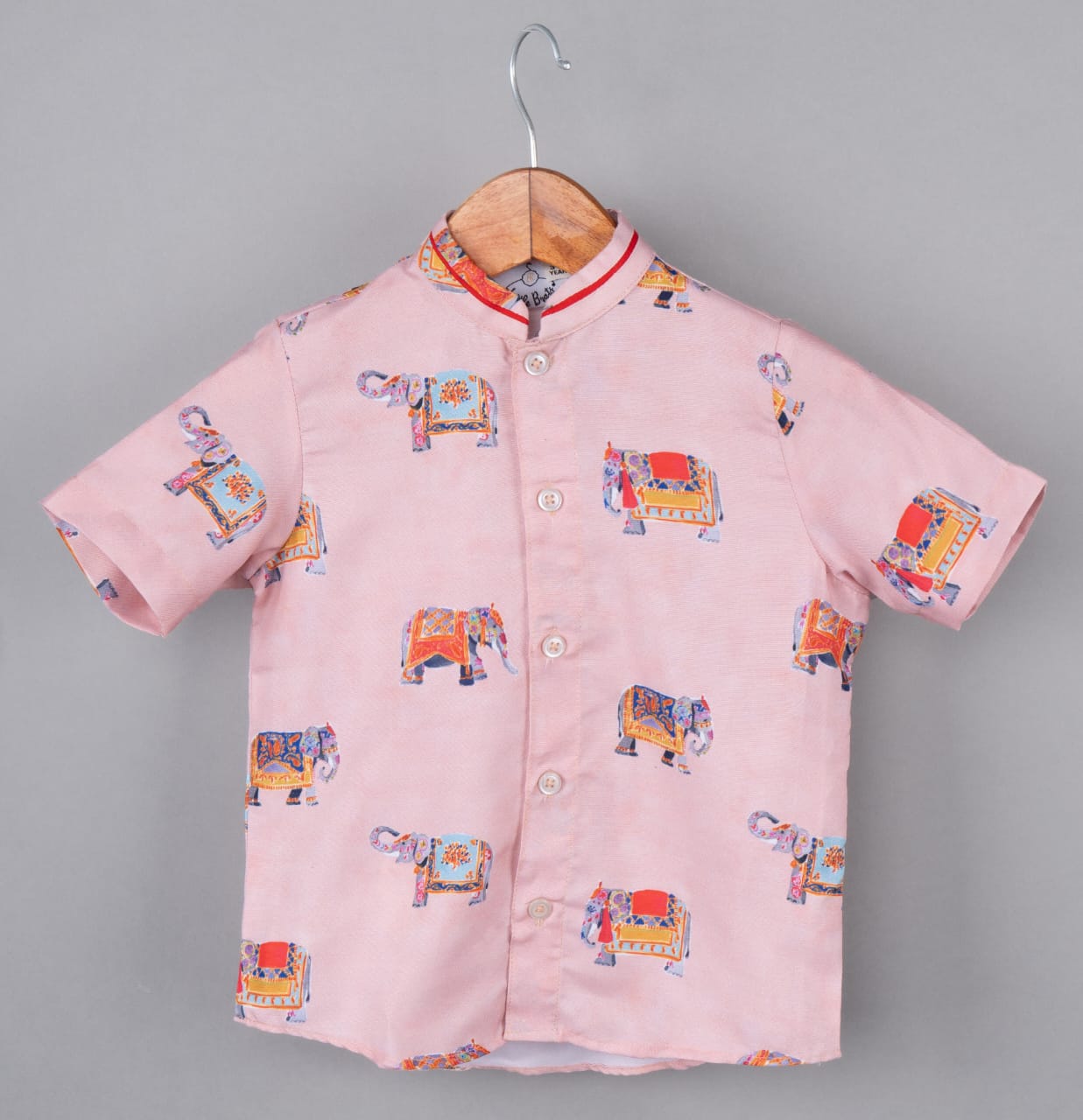 Powder Pink Elephant Printed Half Shirt