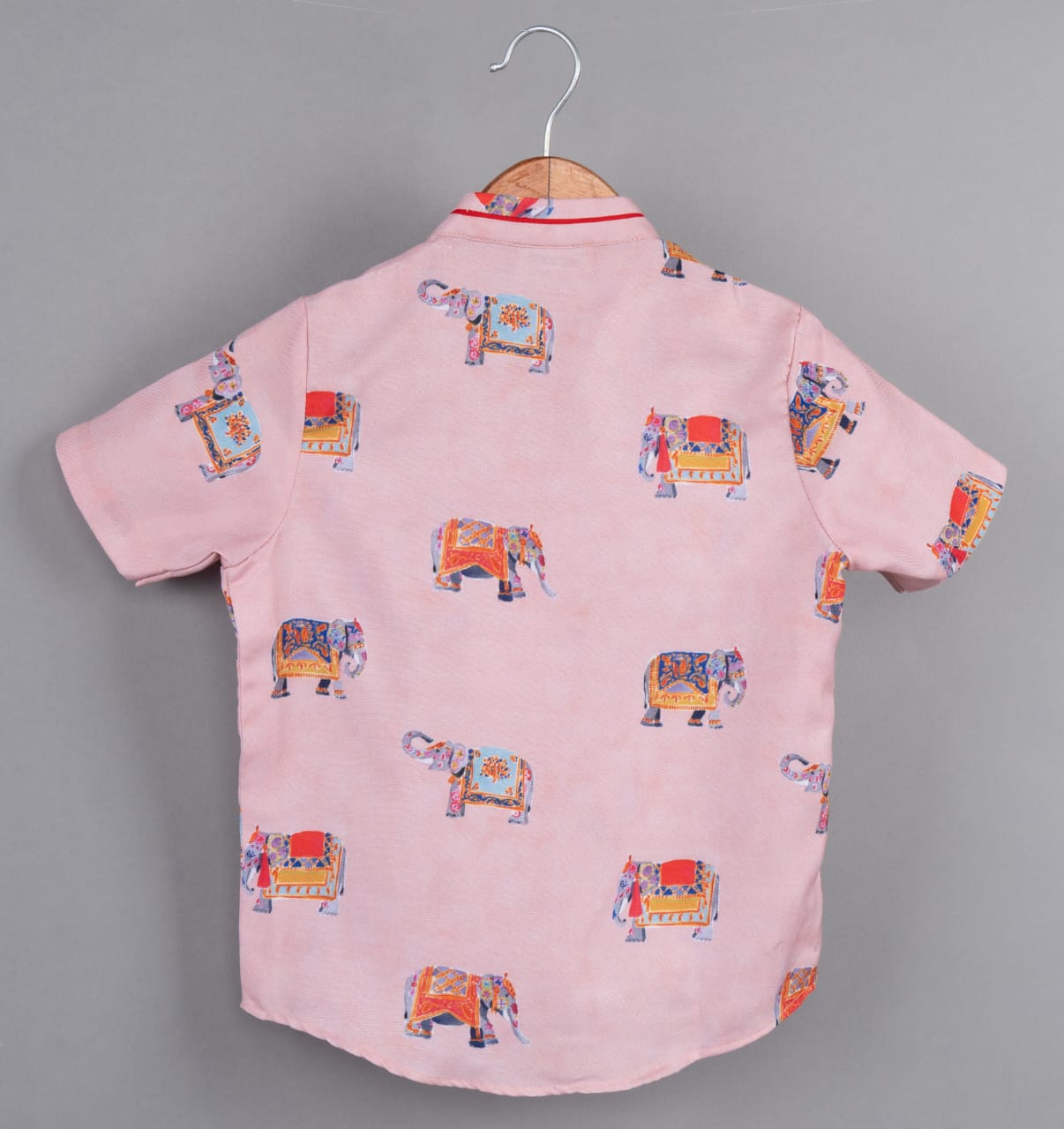 Powder Pink Elephant Printed Half Shirt