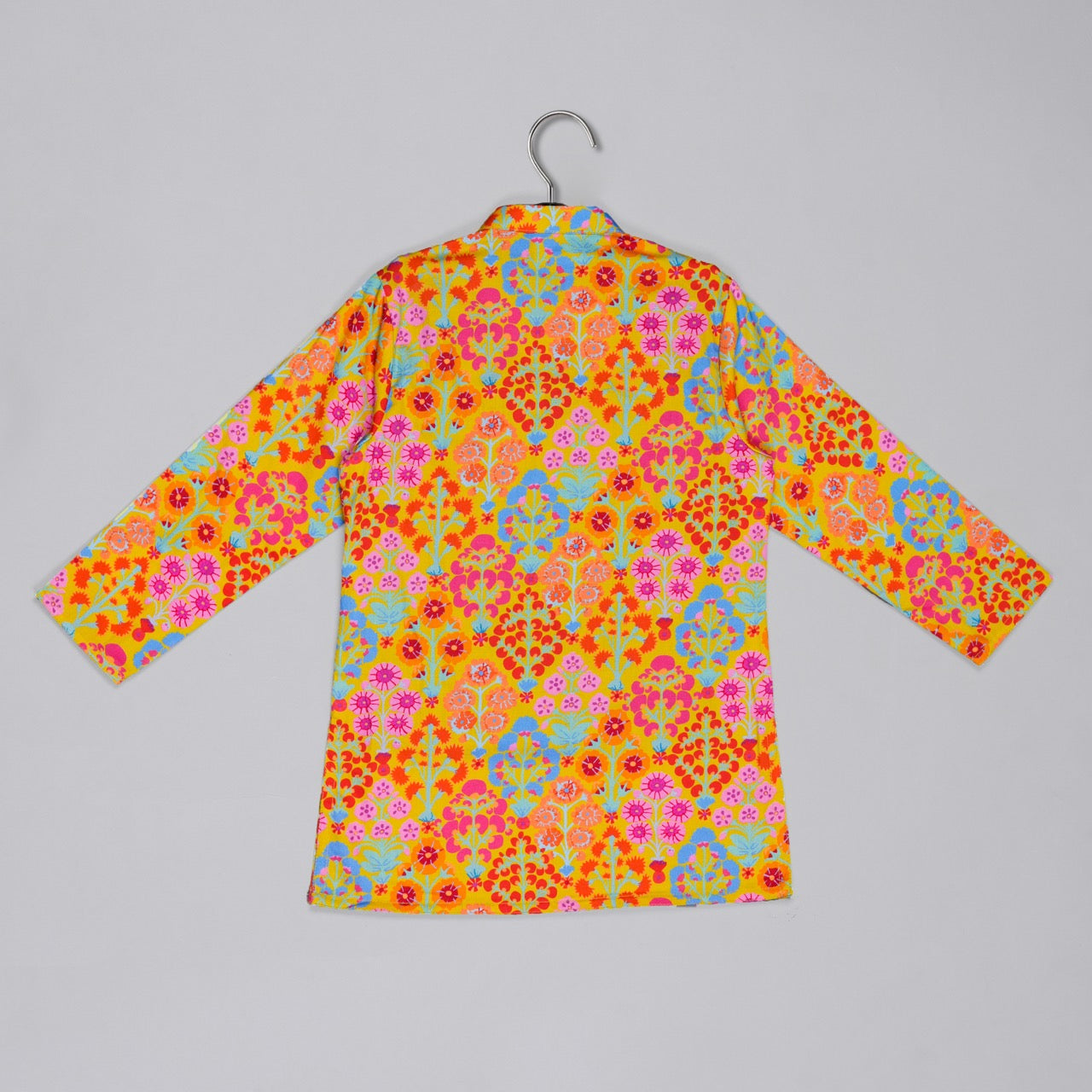 Mustard Floral Printed Mirror Work And Embroidery Kurta With Dhoti Set