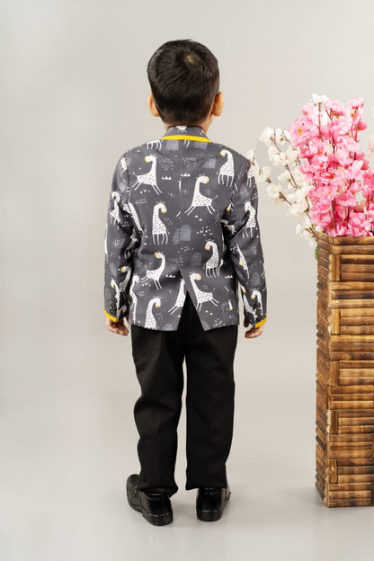 Black Girrafe Printed Blazer