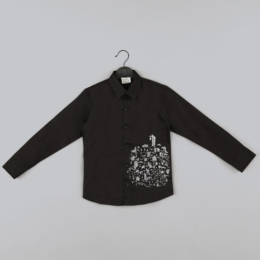 Horses Embroidered Full Shirt