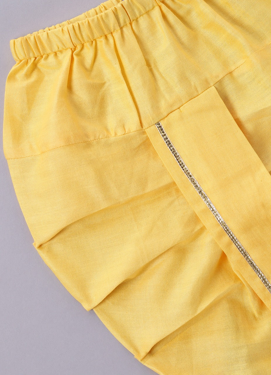 Jamana Boy Yellow Flocking With Gota With Dhoti Set