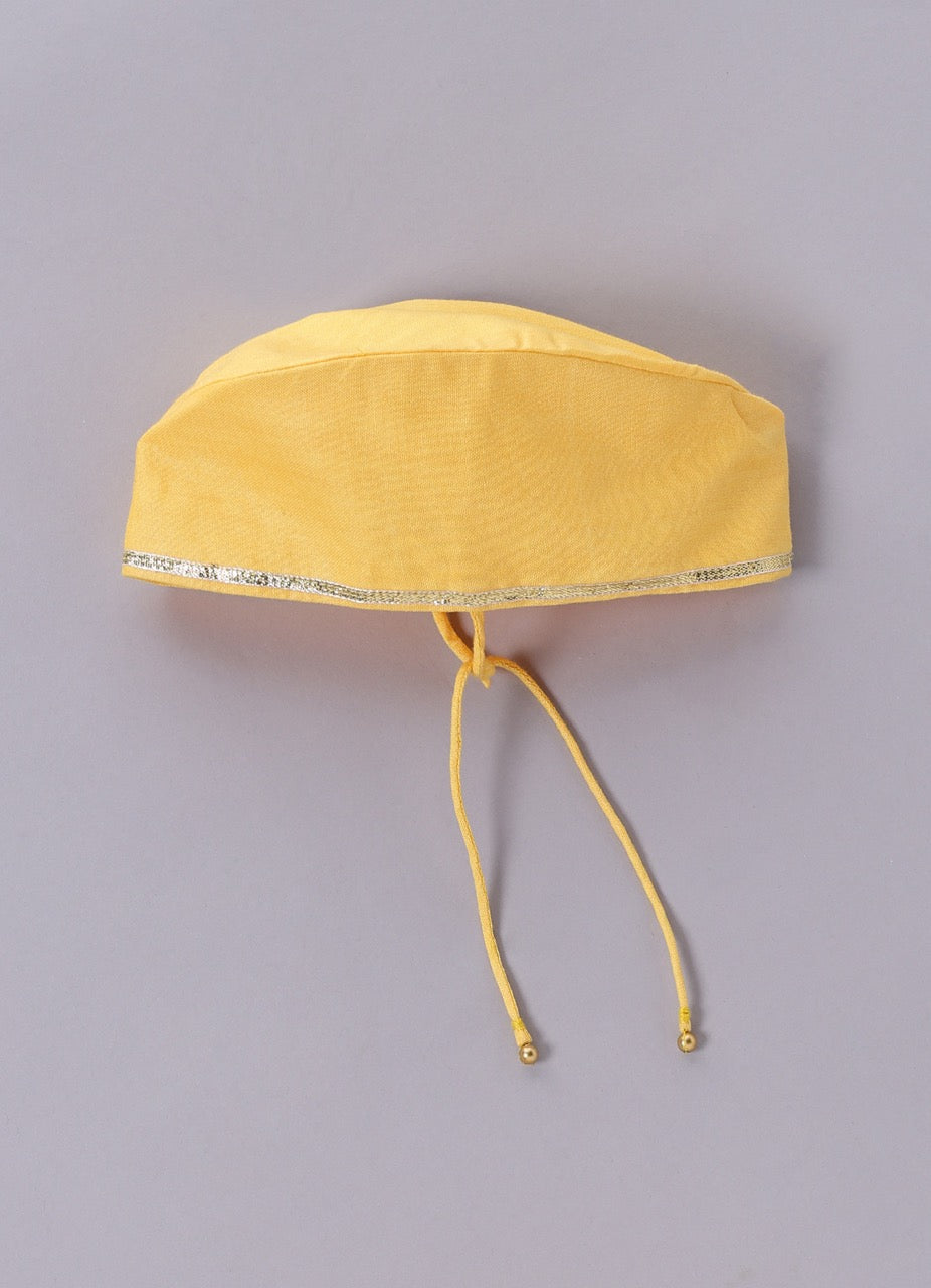 Jamana Boy Yellow Flocking With Gota With Dhoti Set