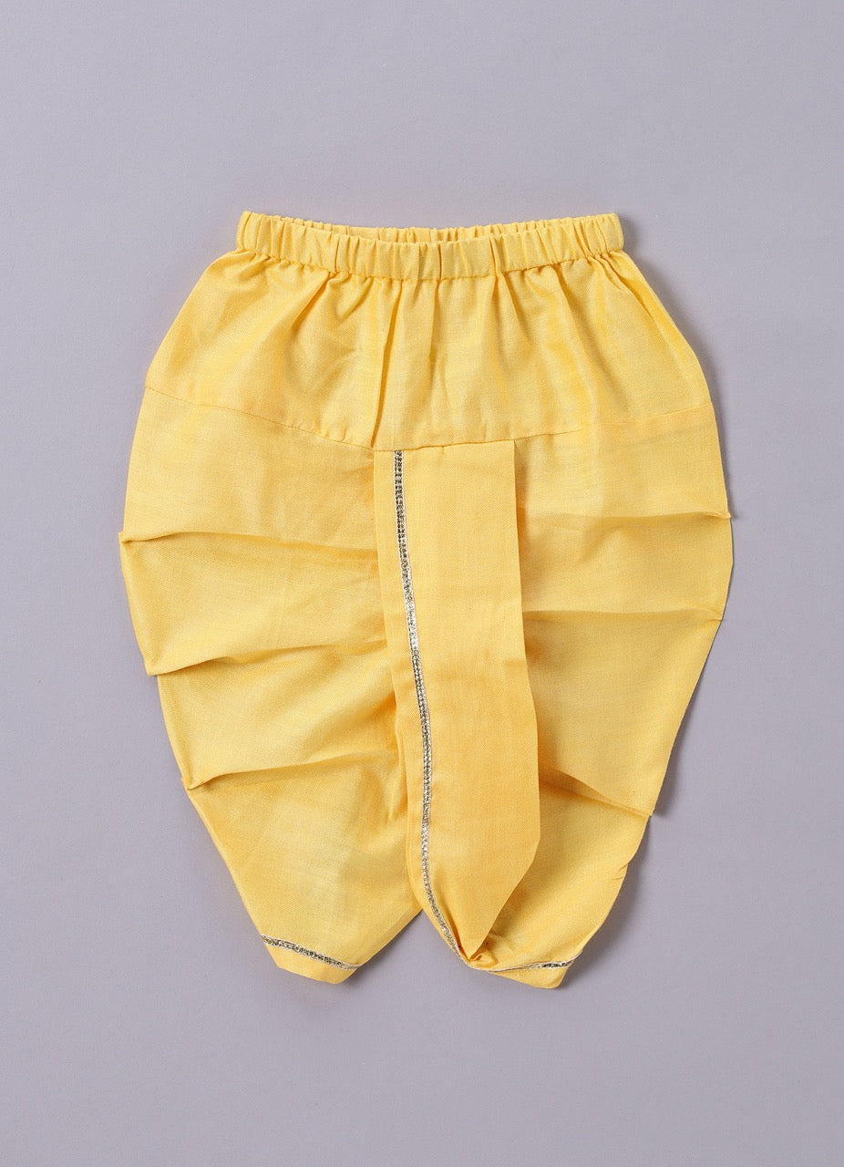 Jamana Boy Yellow Flocking With Gota With Dhoti Set