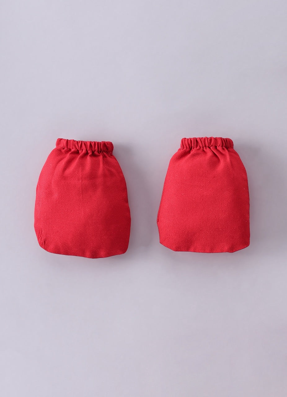 Jamana Boy Red With Giraffe And Flower Embroidery In Front Open Kurta With Dhoti Pant Set