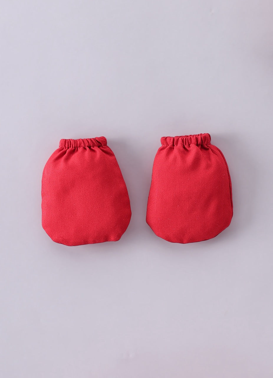 Jamana Girl Red With Heavy Flower Embroidery On Top With Pant Set