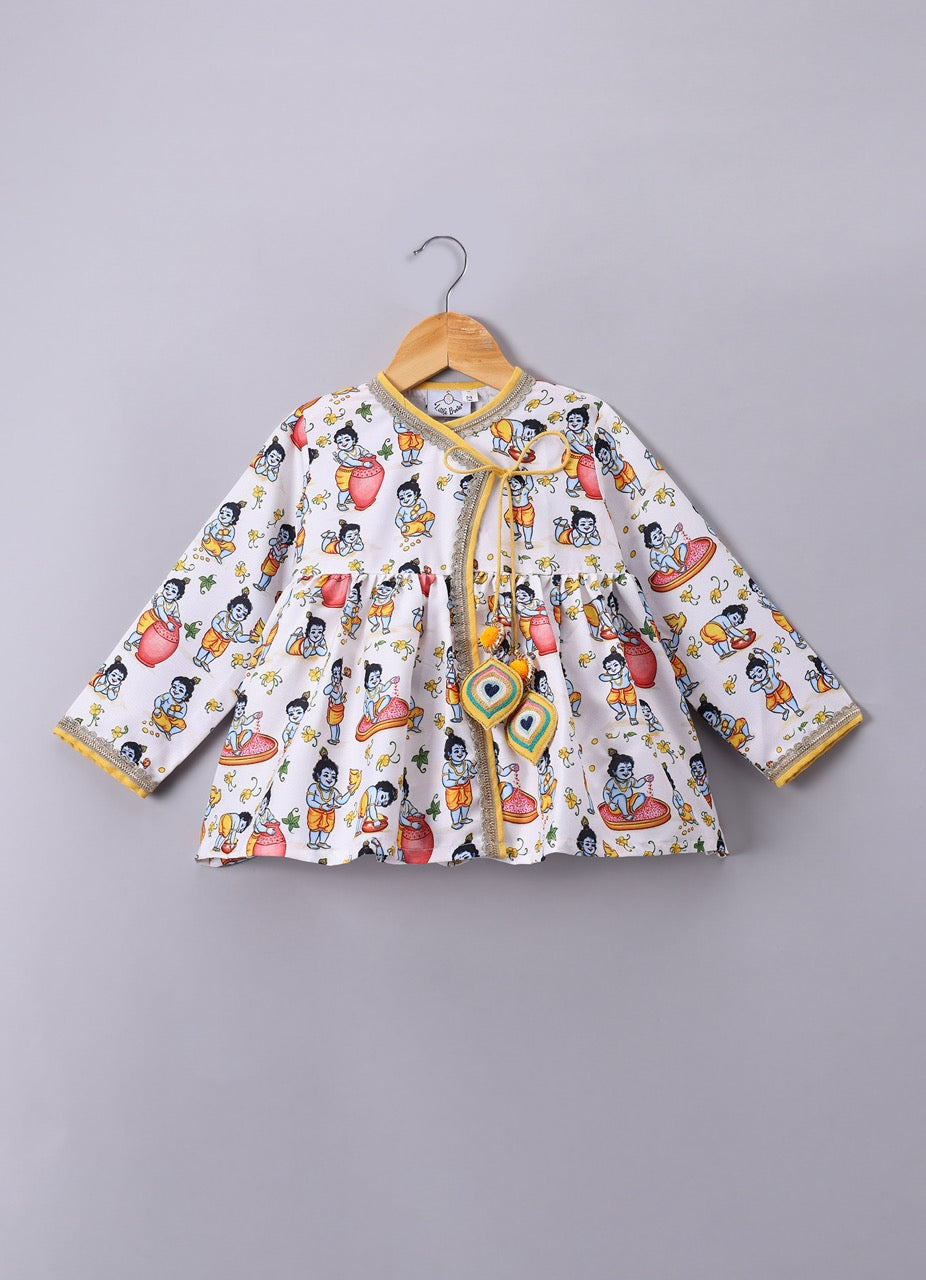 Krishna Printed Kurta With Dhoti Set