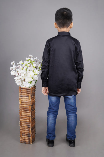 Black  Lion Hand Embroidery Full Shirt