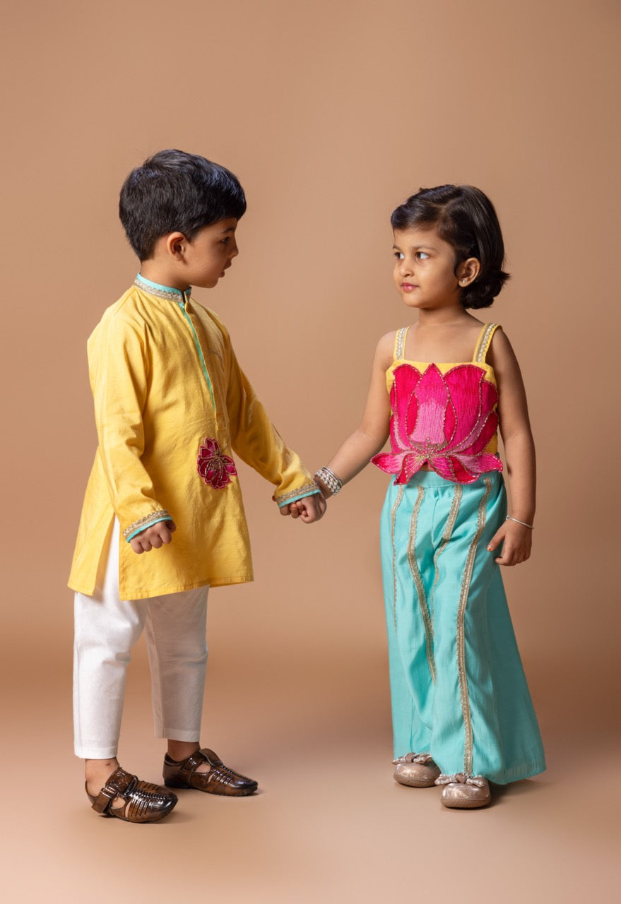 Lotus Heavy Embroidery Kurta With Pajama Set
