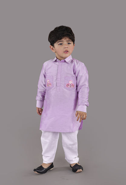 Lavender Pathani Kurta With Salwar Set