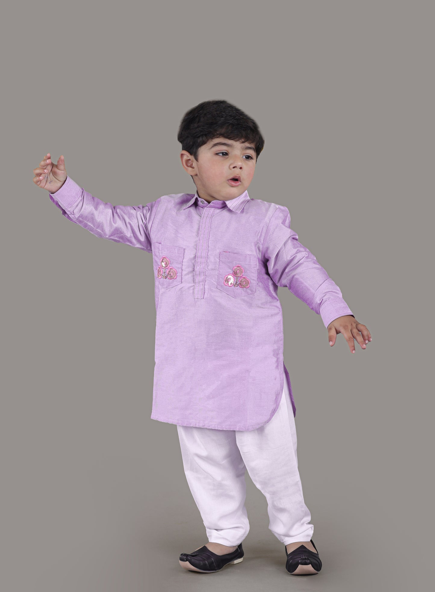 Lavender Pathani Kurta With Salwar Set