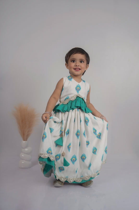 Mayur Mor Pankh Printed Stylish Blouse And Ghagara Set
