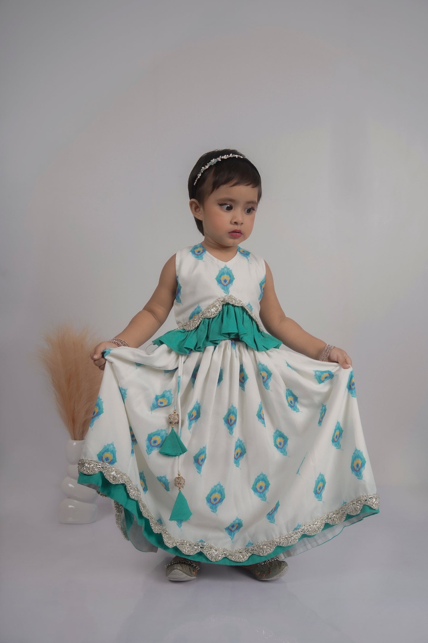 Mayur Mor Pankh Printed Stylish Blouse And Ghagara Set