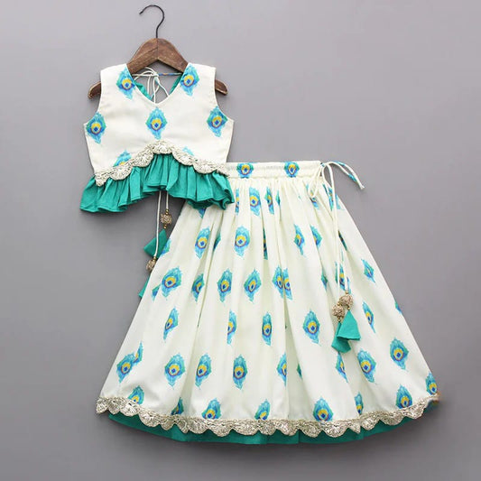 Mayur Mor Pankh Printed Stylish Blouse And Ghagara Set