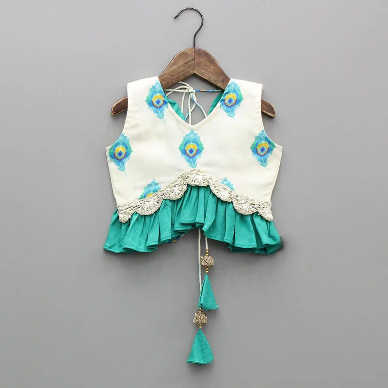 Mayur Mor Pankh Printed Stylish Blouse And Ghagara Set
