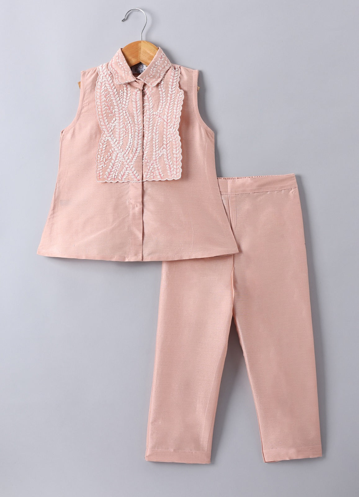 Peach Leafs Hand Painted Embroidery Cord Set