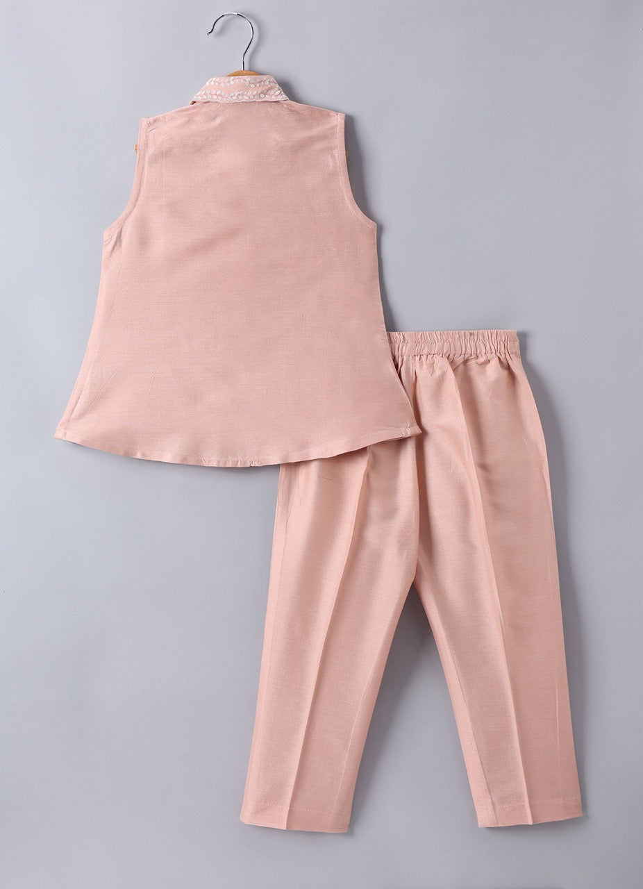 Peach Leafs Hand Painted Embroidery Cord Set