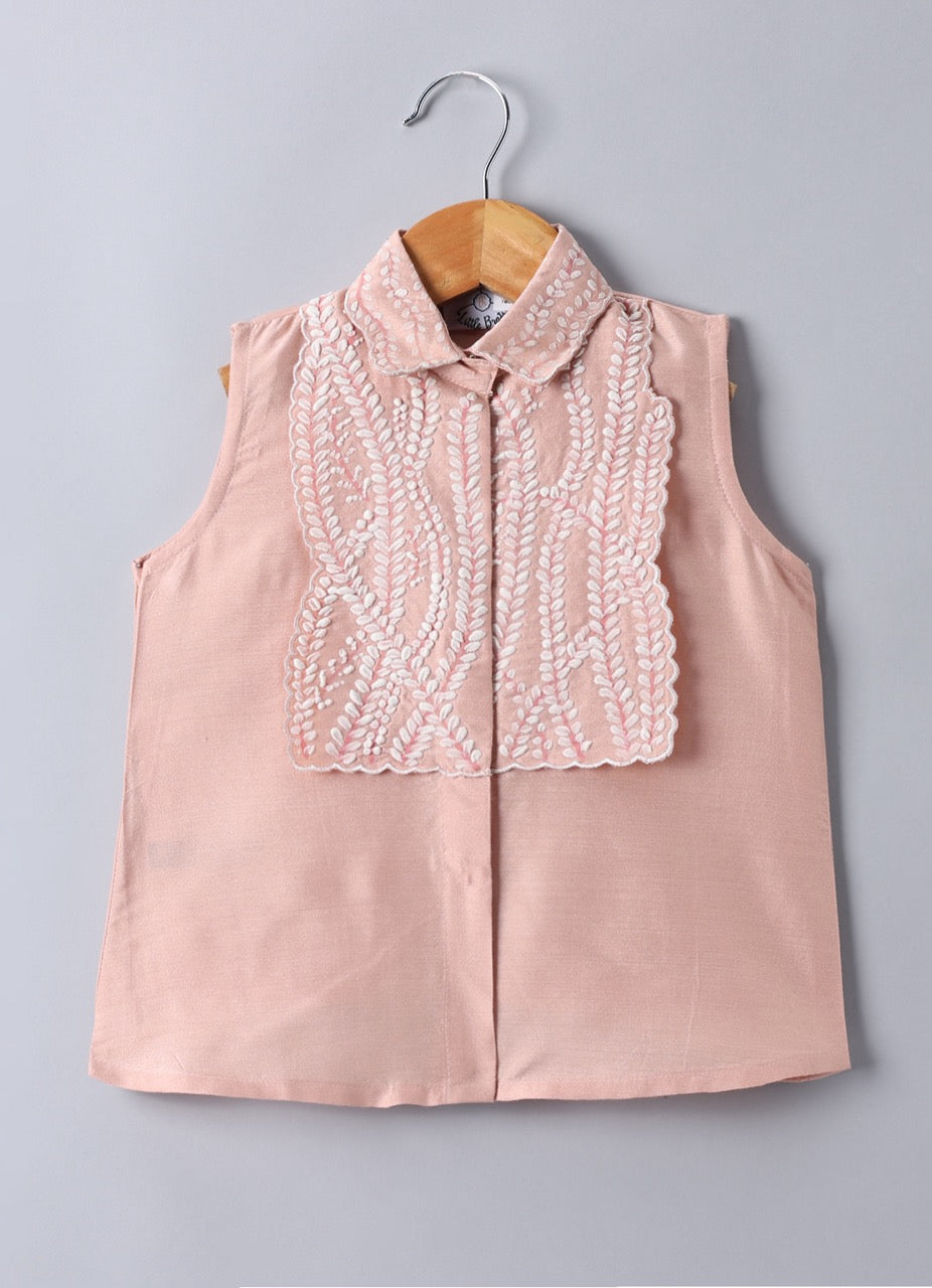 Peach Leafs Hand Painted Embroidery Cord Set