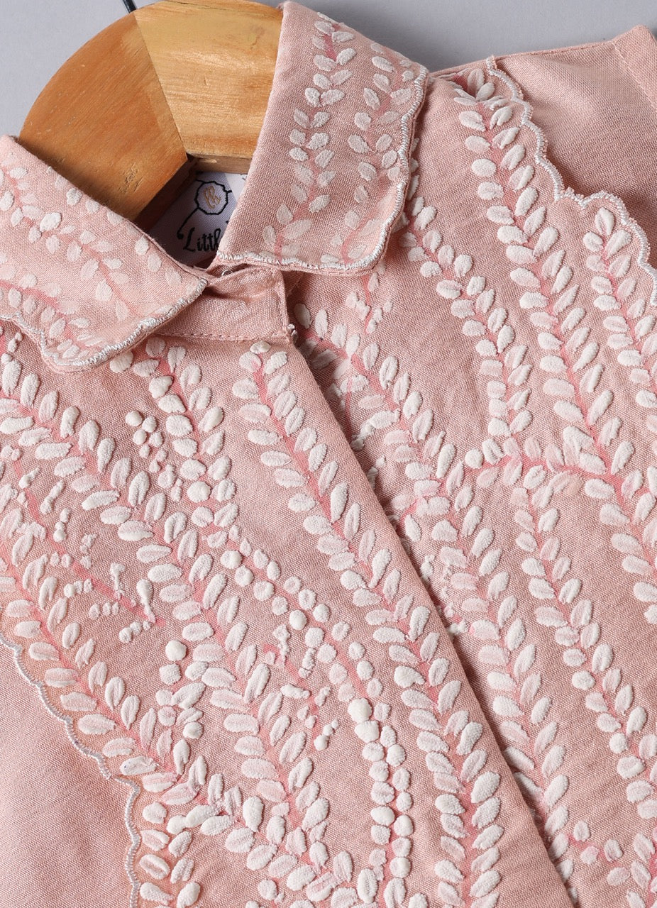 Peach Leafs Hand Painted Embroidery Cord Set