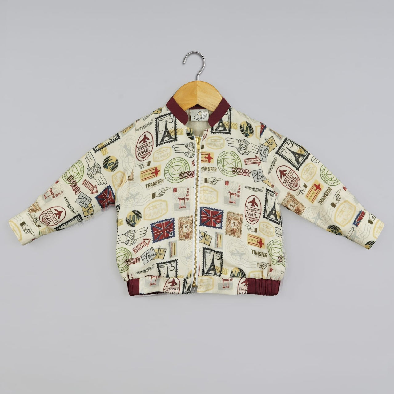 Stamps Printed Bomber Jacket Unisex