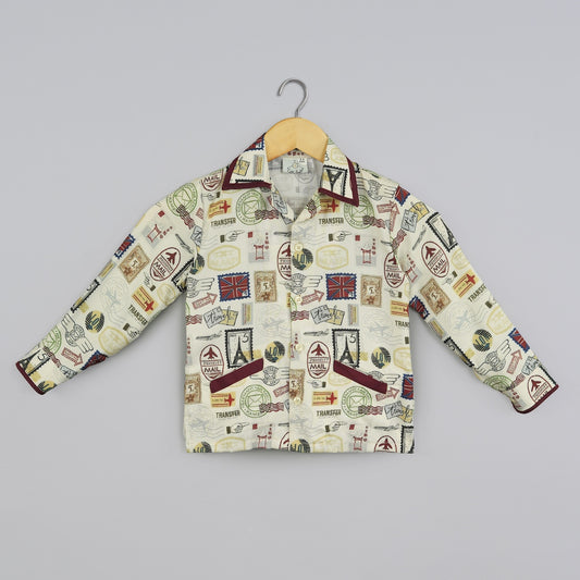 Stamps Printed Shacket Unisex