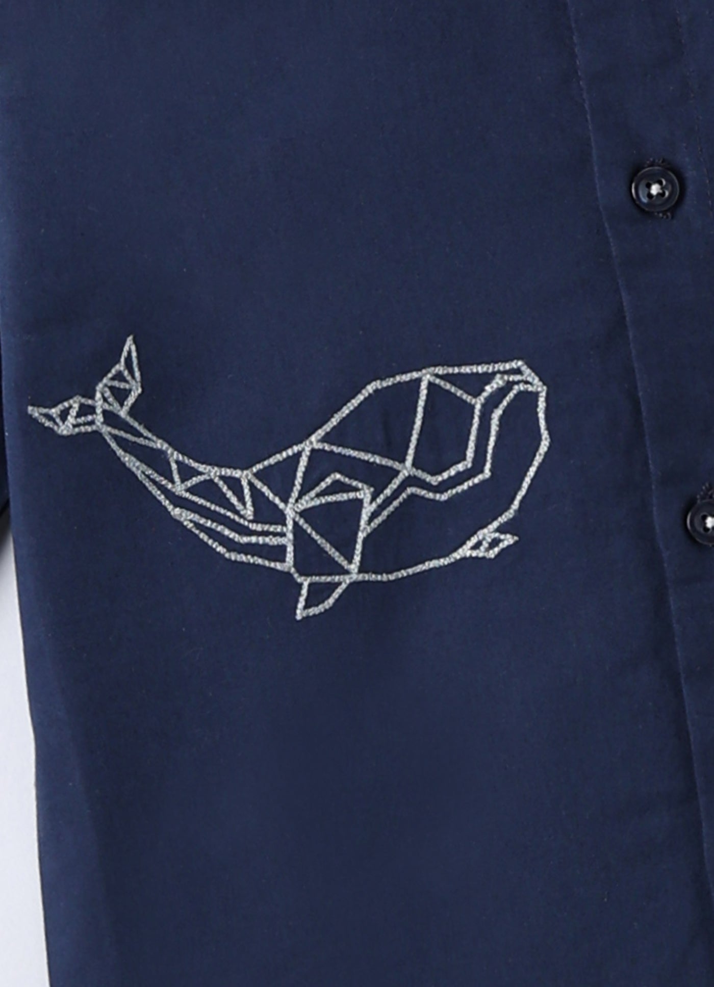 Whales Embroidered On Two Sides Full Shirt