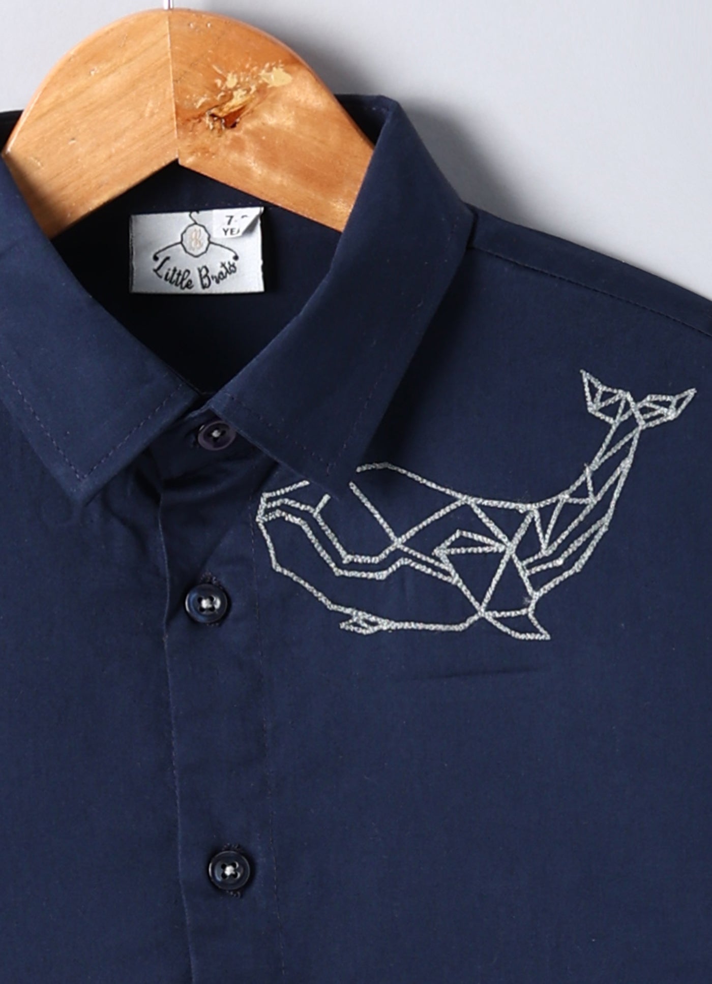 Whales Embroidered On Two Sides Full Shirt